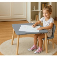 3 Adet Bee Smart Naturel Gri 1 Sandalyeli Masa Set