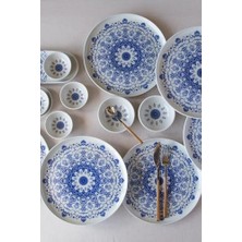 River Porselen 14 Parça 6 Kişilik Kahvaltı Takımı Blu Loto