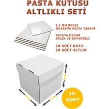 KutuTR 21X21X20 Pasta Kutusu + Altlık Seti (10 Adet) | 20 cm Yüksek Kutu + 3.2 mm Sert Mukavva Altlık Takımı