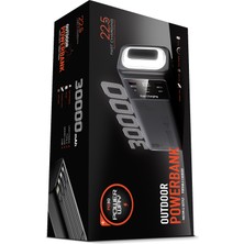 Powerway 30.000 Mah Pd 22.5W Dahili Kablolu Hızlı Şarj LED Fener Gerçek 30.000 Mah PD30 Siyah Powerbank