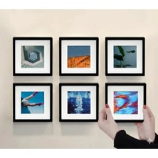 Efeg Decor Sök-Tak Paspartulu Siyah 14X14CM Pola Kare Yapışkanlı Fotoğraf Çerçevesi-6\'lı Paketpaket Pvc