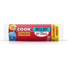 3 Adet Cook Ekonomik Orta Çöp Torbası Mavi ( 55 cm x 60 cm ) 30 Yaprak