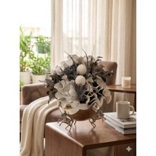 Leylart Yapay Çiçekli Gümüş Atlı Vazo no:1