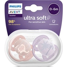Philips Avent 0-6 Ay Ultra Soft Silikon Emzik 2'li Paket Kız İçin Ortodontik Tasarım