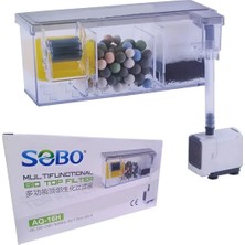 Sobo Bio Askı Filtre 4W 400 Lt/saat AQ-16H Beyaz Renkli 3 Bölmeli Filtre Malzemeleri Dahil