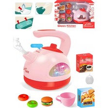 Tuengi Store Pilli Işıklı Sesli Buhar Çıkaran Oyuncak Kettle Gerçekçi Oyuncak Mutfak Seti Kettle