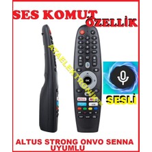 Ata Elektronik ( Ses Komutlu Mikrofonlu ) Strong Onvo Altus 65SNF9000U Senna Google Tv Kumandası Android LED Tv Kumanda