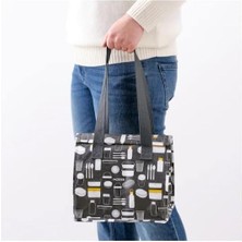 River || Öğle Yemeği Çantası | Saklama Çantası | Desenli Gri | Malzemeler: %100 Polipropilen | Ofis / Üniversite ve Okul Için