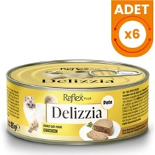 Reflex Plus Delizzia Kıyılmış Tavuklu Yetişkin Konserve Kedi Maması 85 gr 6 Adet