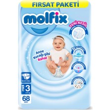 Molfix Bebek Bezi 3 Beden Midi Fırsat Paketi 4-9 kg 68 Adet (4 Adet)
