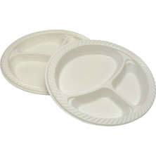 Propack Üç Bölmeli Plastik Tabak 10'lu 26 cm