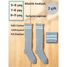 Allians Çift Gri Beyaz Unisex Çocuk Futbol Halı Saha Çorap ve Tozluk Seti