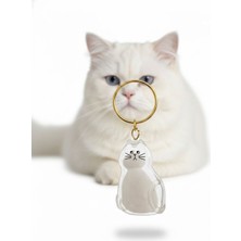Özbience Şeffaf Kedi Şeklinde Anahtarlık ve Saklama Kapsülü Charm Aksesuar