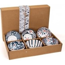 River 6'lı Desenli Porselen Kase Seti 320 Ml, Çorbalık, Kahvaltılık, Atıştırmalık Kase Hediyelik Kutulu,çok Renkli, FAN06