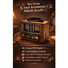 FaroxTech Nostaljik Tasarımlı Şarj Edilebilir Taşınabilir Radyo ve Bluetooth Hoparlör