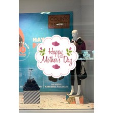 New Jargon Anneler Günü Güllü Happy Mother's Day Cam Vitrin Stickerı 50 cm
