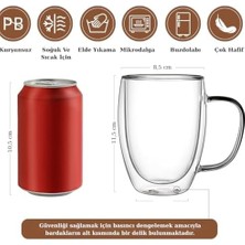 River Çift Duvarlı Cam Kahve Kupası 250ML – Dayanıklı, Mikrodalga & Bulaşık Makinesi Uyumlu, 2’li Şık Set