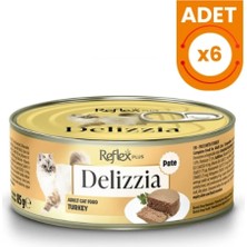 Reflex Plus Delizzia Kıyılmış Hindi Etli Yetişkin Konserve Kedi Maması 85 gr 6 Adet