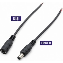 Ledarmy DC 5.5x2.1mm Erkek Dişi Soket Kablo DC Güç Uzatma Kablosu 12V 24V Adaptör Jak Konnektör CCTV LED Şerit Uyumlu (1 Erkek + 1 Dişi Set)