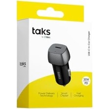 River Taks CP01 30W Pd Usb-C Araç Hızlı Şarj Aleti +Usb-C-Usb-C 3A Kablo, Siyah 5CP01CS