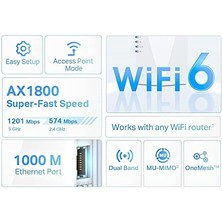 River RE600X, AX1800 Mbps Onemesh Wi-Fi 6 Menzil Genişletici, 1 Gigabit Bağlantı Noktası, Dahili Access Point Modu ile Geniş Bant/wi-Fi Güçlendirici/hotspot