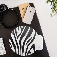 River Şık Zebra Desenli Yuvarlak Mouse Pad - Mousepad - Mouse Pad - Fare Altlığı