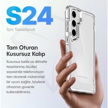 River Galaxy S24 Için Crystal Armor Serisi Şok Emici Yumuşak Silikon Kenar Arkası Sert Polikarbonat Darbeye Dayanıklı Şeffaf Kılıf