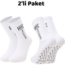 Allians 2'li Beyaz Nefes Alan Kaydırmaz Silikonlu Spor Çorap Seti