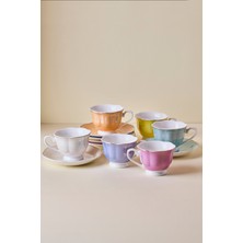 Perotti Pera 12 Parça 6 Kişilik Renkli Holografik Porselen Kahve Fincanı Takımı