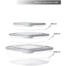 River Box Kare Sızdırmaz Kapak Saklama Kabı 3'lü Set Gri