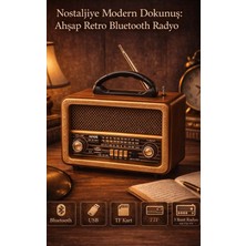 FaroxTech Ahşap Görünümlü Nostaljik Radyo - Bluetooth, Usb, Mp3 Çalar Müzik Kutusu