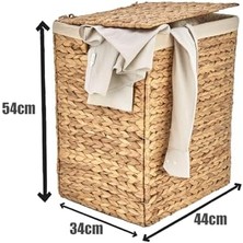 River El Yapımı Doğal Hasır Katlanabilir Kirli Çamaşır Sepeti, Modern Çamaşır Sepeti, Katlananır Yer Kaplamayan Kirli Çamaşır Sepeti (44X34CMYÜKSEKLIK 54CM)