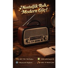 FaroxTech Vintage Tarzı Taşınabilir Müzik Kutusu - Güçlü Ses Çıkışlı Bluetoothlu Nostalji Radyo