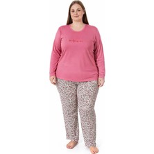 Pemilo Kadın 7257 Büyük Beden Uzun Kol Likralı Milan Pijama Takımı