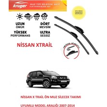 Kruger Nissan X-Trail Ön Muz Silecek Takımı 2007 Model Araca Özel (Aparatsız Direk Montaj)