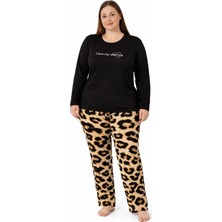 Pemilo Kadın 7254 Uzun Kol Likralı Büyük Beden Pijama Takımı