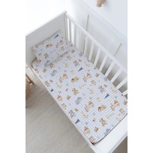 Tuğba Kuğu Bebek Boy Lastikli Çarşaf Seti - Pureline Series - Blue Dainty Bow