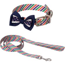 Hnrlishp Eastland Papyonlu Boyun Tasma 20MM 40-50 cm + Uzatma 120CM Çizgili Desenli