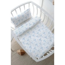 Tuğba Kuğu Anne Yanı Beşik Nevresim Takımı (60X100) - Pureline Series - Blue Dainty Bow