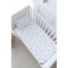 Tuğba Kuğu Bebek Boy Lastikli Çarşaf Seti - Pureline Series - Blue Dainty Bows