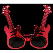 Marsilyan Kırmızı Renk Rockn Roll Gitar Şekilli Parti Gözlüğü 15X15 cm