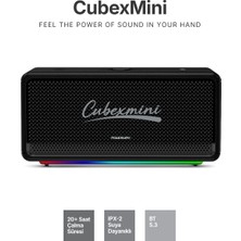 Powerway Cubexmini Bluetooth Hoparlör 40W Güçlü Ses, Ipx2 Suya Dayanıklı, 20 Saat Çalma Süresi
