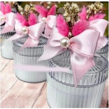 Şık Kapaklı Mika Mumluk Bebek Hediyelik (Hoşgeldin Bebek, Bebek Mevlüdü, Doğum Günü) (20 Adet)