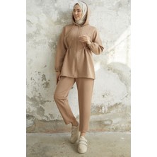 inStyle Ariesa Taşlı Tünel Bağcıklı Camel Scuba Takım