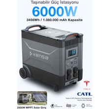 Kensa 6000W Ultra Hızlı Şarjlı Taşınabilir Güç Istasyonu - Güneş Paneli Destekli - 3456WH Kapasite Çok Amaçlı Lifepo4 Uzun Ömürlü Bataryalı Taşınabilir Enerji