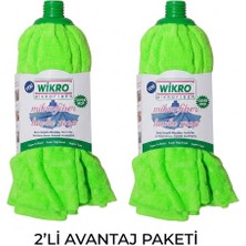 Wikro Desenli Kumaş Iz Bırakmaz Mikrofiber Tüm Viledalar Ile Uyumlu Mop Ucu I 2'li Set