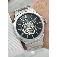 Reward Orijinal 2 Yıl Garantili 5ATM Su Geçirmezlik Siyah Kadran Çelik Kordon Otomatik Erkek Kol Saati ILK.127.N