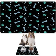 Özbience Evcil Hayvan Beslenme Matı, Su Geçirmez, Kolay Temiz, 40X60 Siyah Yeşil Kemik