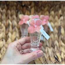 (25 Adet)Somon Çiçekli 50CC Mika Şişe Limon Kolonyası (Pembe Renklendirilmiş Talep Edilebilir)