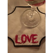 Mora Tekstil Çizgili Love Nakışlı Sunum Peçetesi, Kahve Sunum Peçetesi
